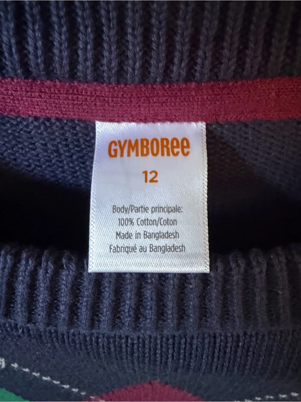 Gymboree Boys Intarsia Argyle Sweater Size 12 Navy 100% Cotton NWT
